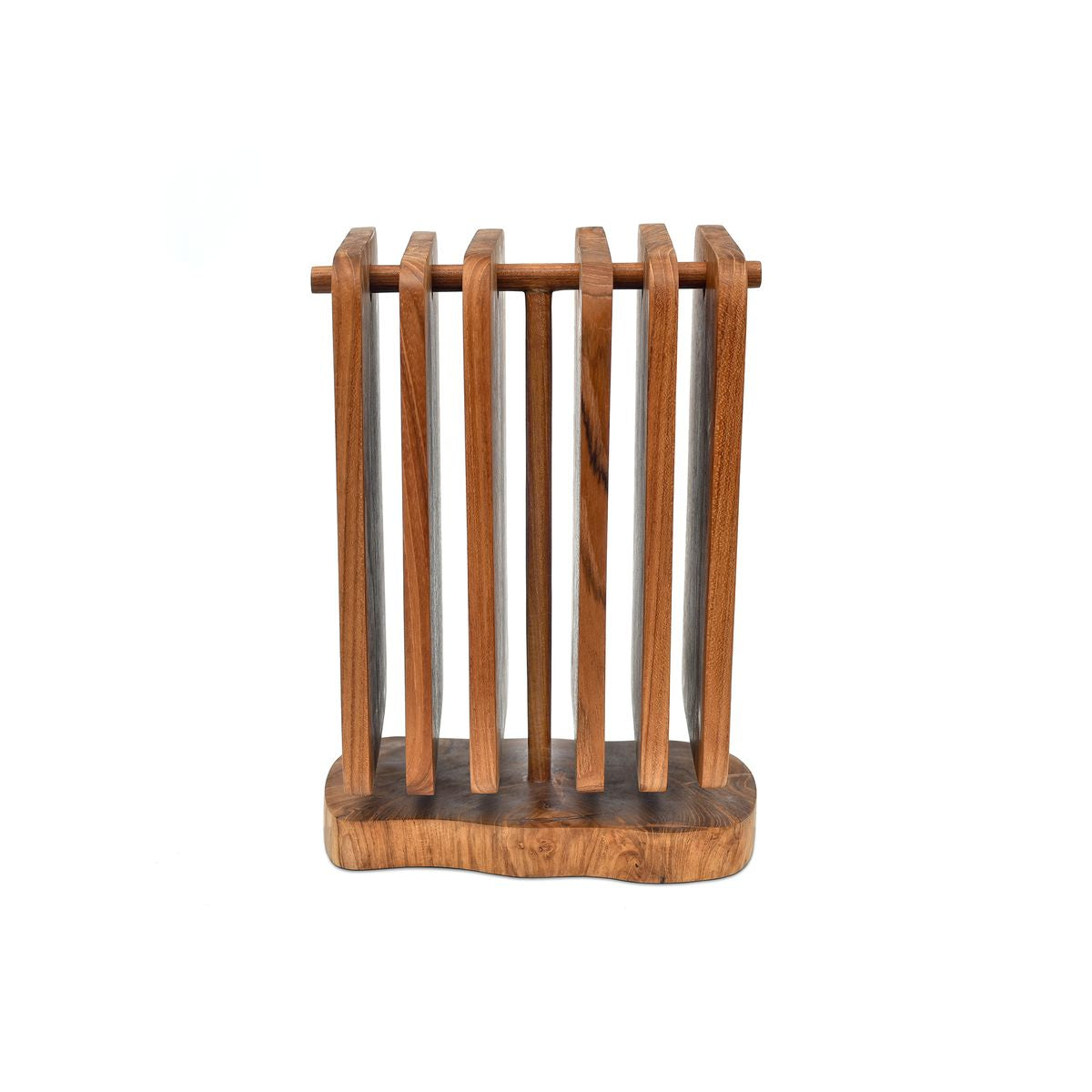 Teakholz Frühstücksbrettchen – 6er-Set mit Halterung